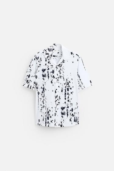 CHEMISE ÉLASTIQUE À IMPRIMÉ FEUILLES - Blanc de Zara - Image 5