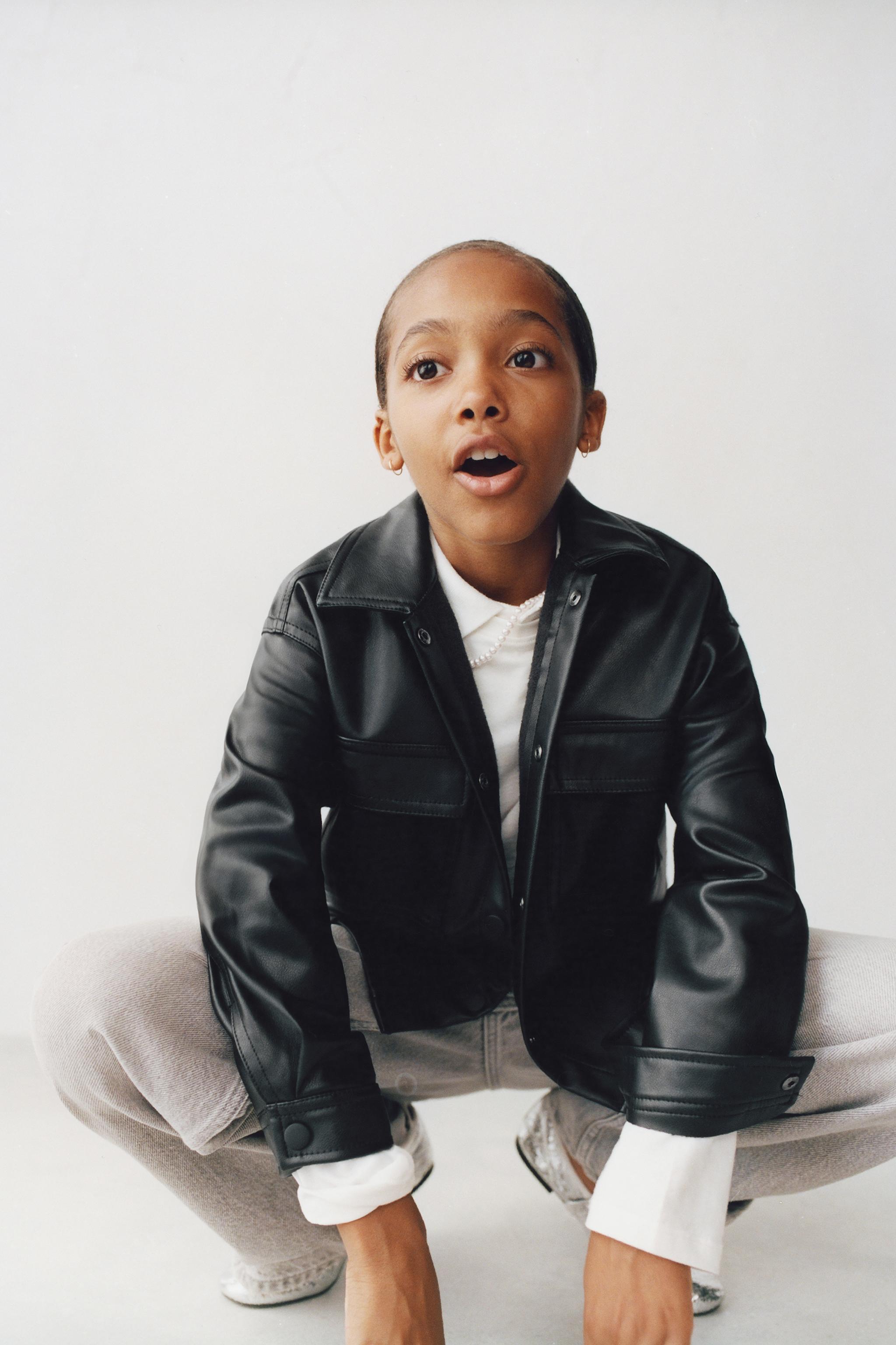 FAUX LEATHER OVERSHIRT WITH POCKETS