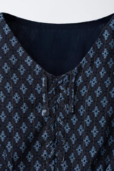 CHEMISE IMPRIMÉE FLEURS BRILLANTES - Bleu de Zara - Image 2