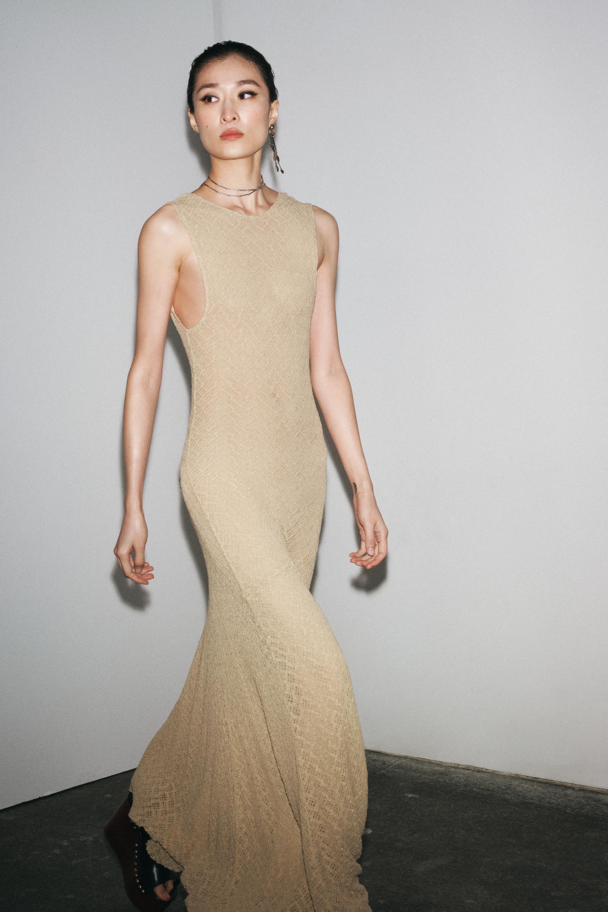 LONG LACE DRESS - Dark straw | ZARA United States LONG LACE DRESS - Dark straw | ZARA United States