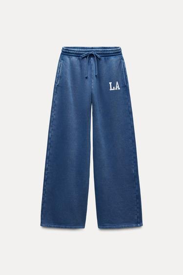 PANTALÓN JOGGER VARSITY EFECTO LAVADO - Azul de Zara