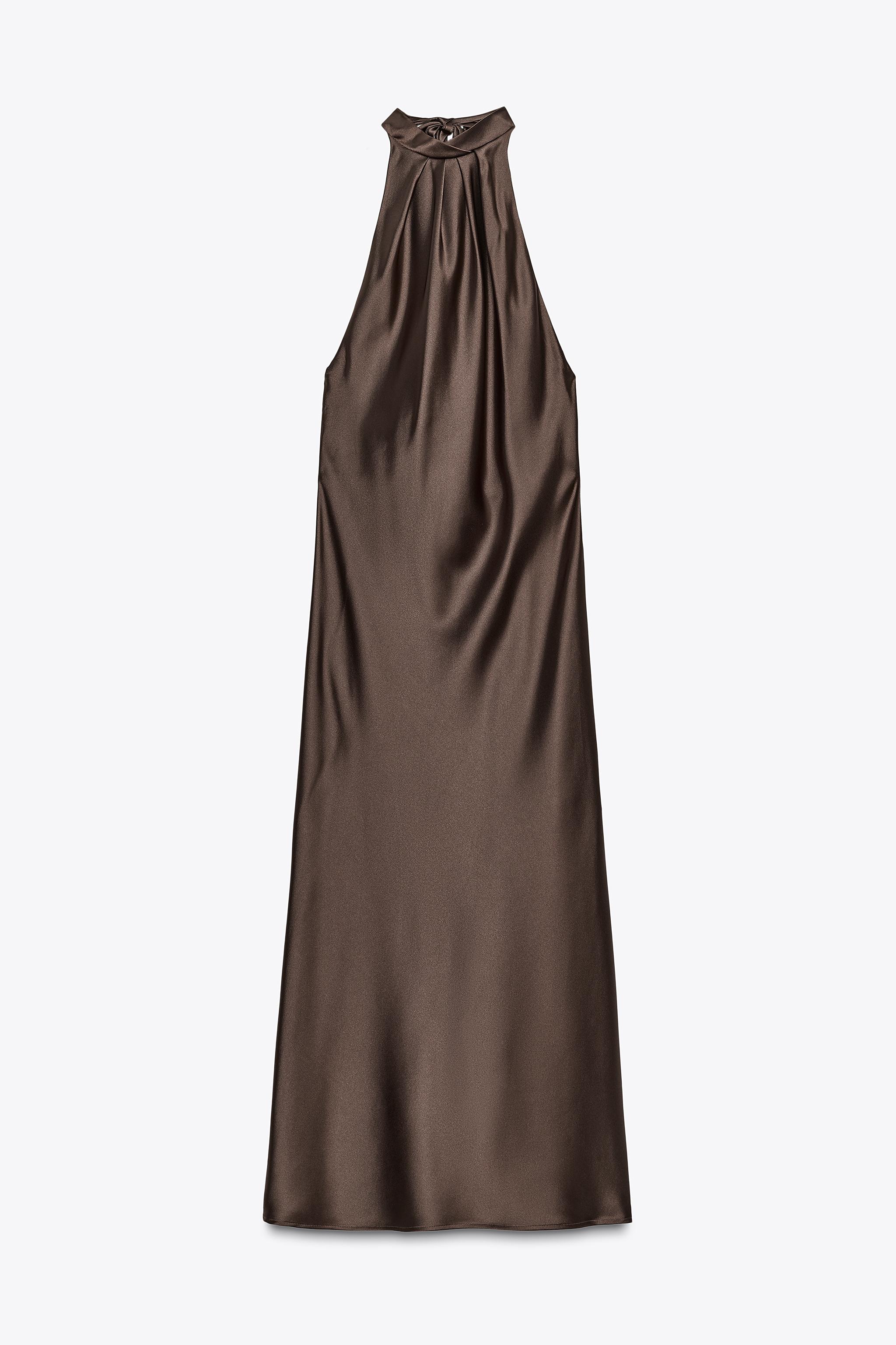スペイン発送 ZARA サテンホルターミニドレス 上品カジュアル org.jpg