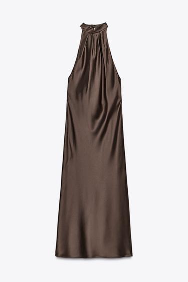 HALTER MIDI DRESS - Brown by Zara