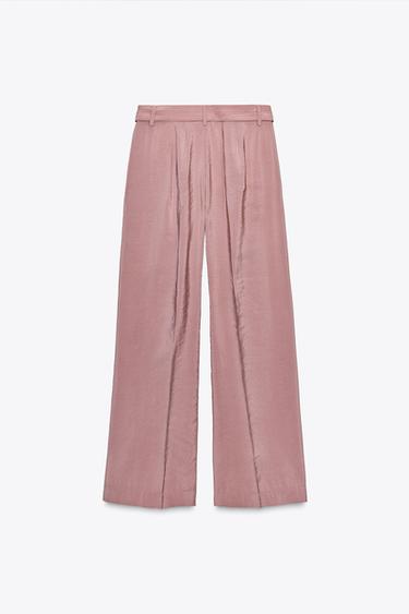 FLOWING WIDE-LEG TROUSERS WITH BELT - MARSALA by Zara - Image 5