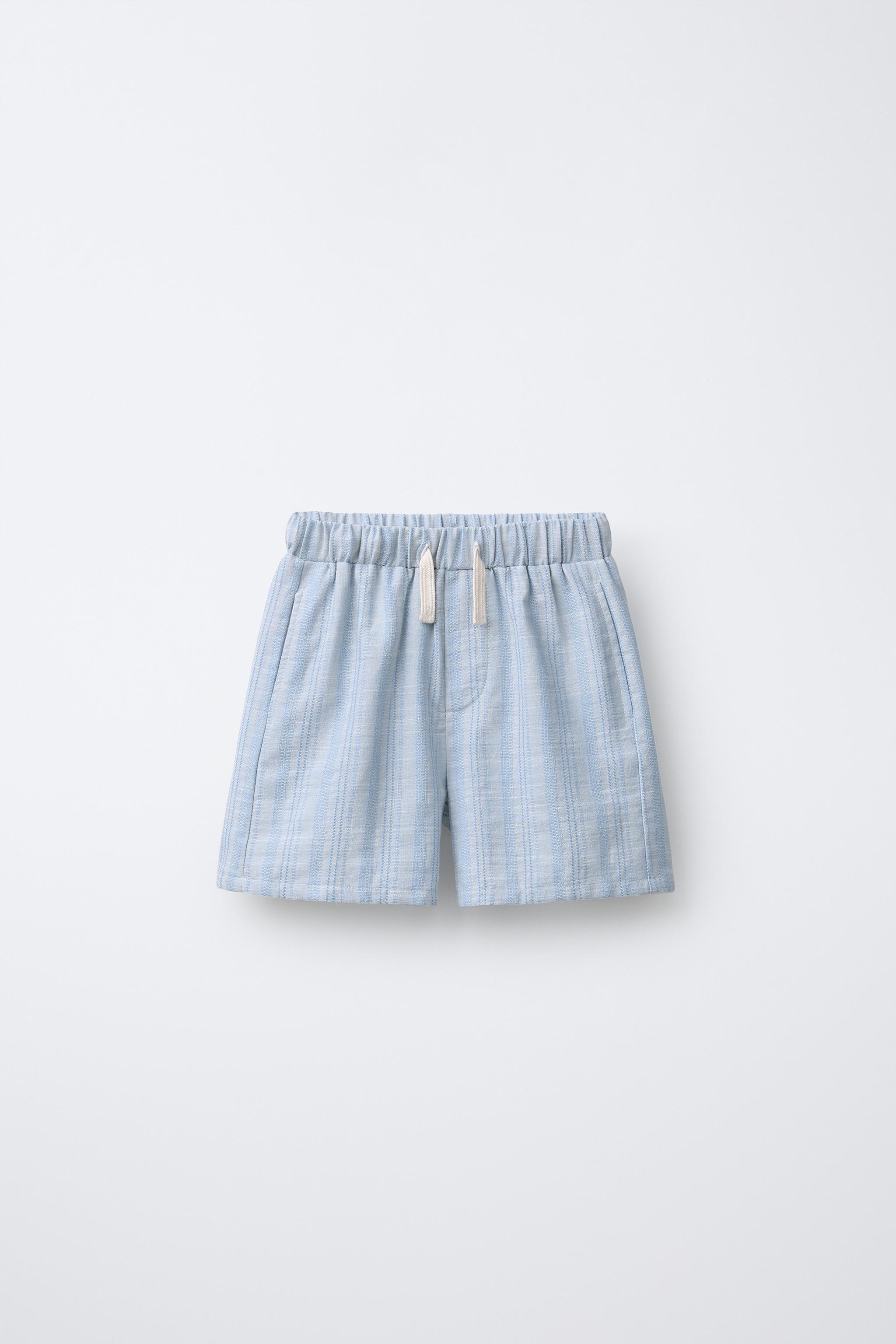STRIPED SHORTS WITH COTTON AND LINEN