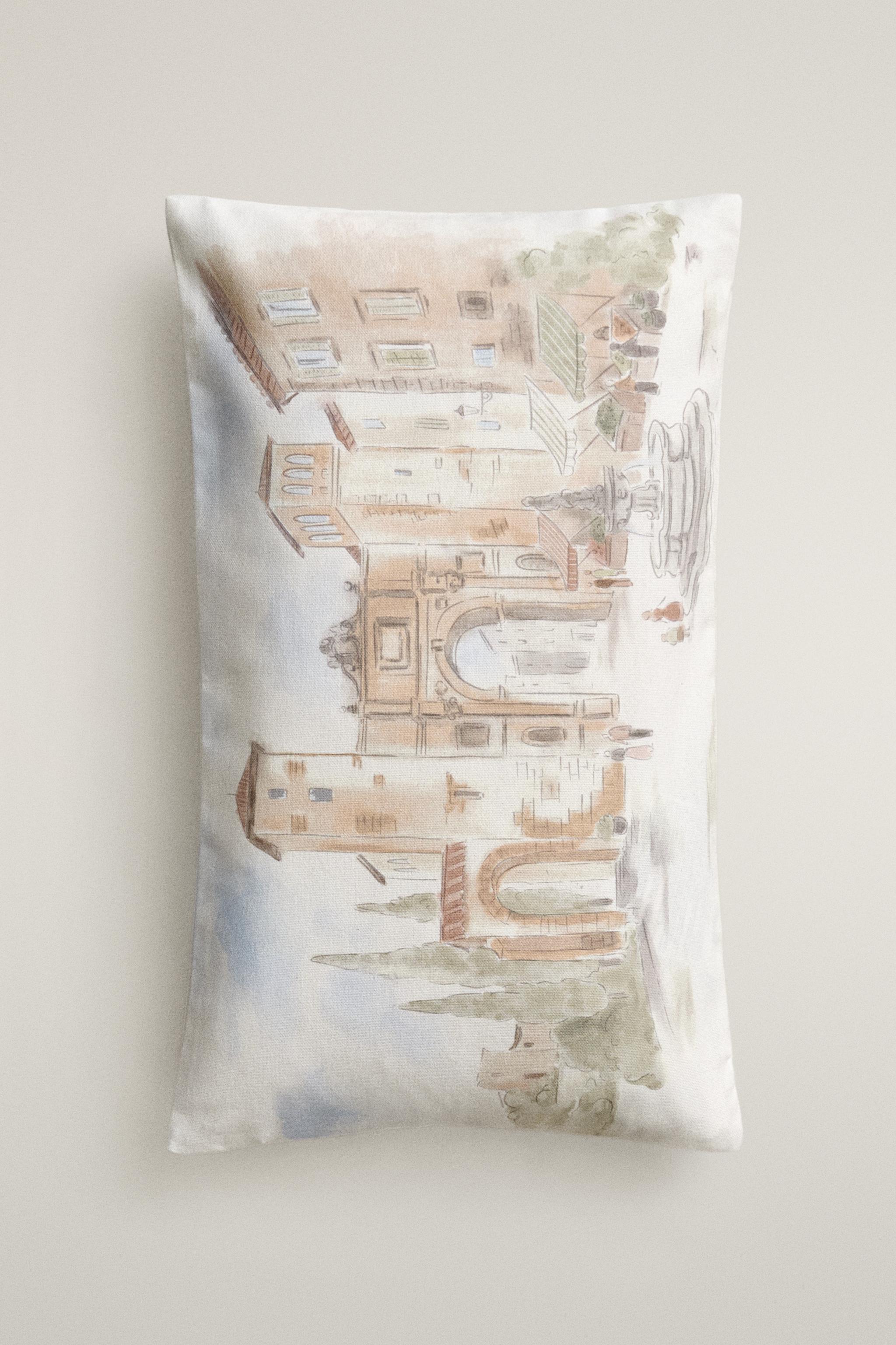 LANDSCAPE THROW PILLOW COVER — Beige