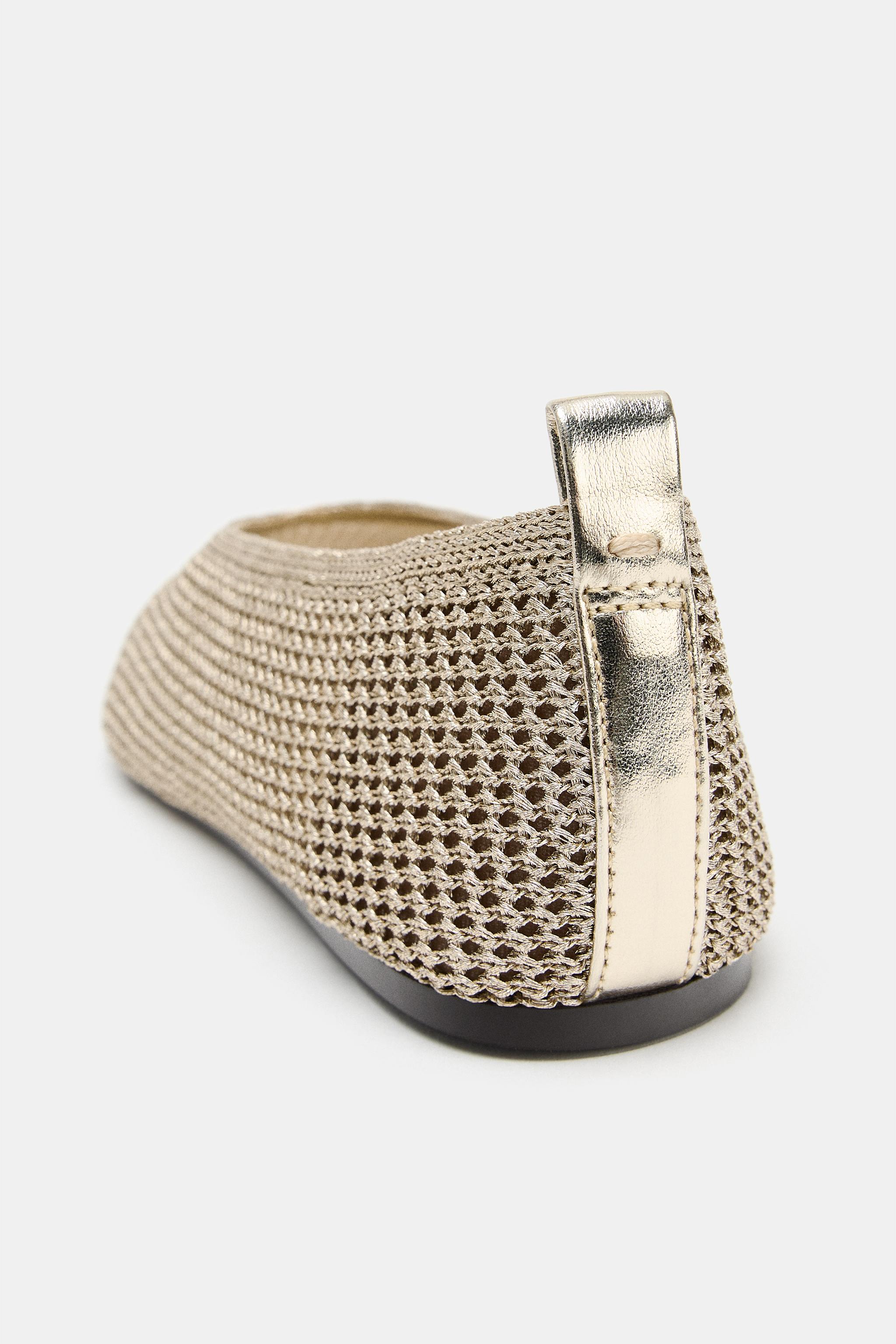 BALLERINES TRESSÉES EFFET MÉTALLISÉ