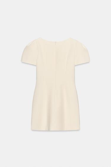 SHORT DRESS WITH PLEATS AND POCKETS - Oyster-white by Zara - Image 7