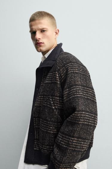 CONTRAST COLLAR RIBBED JACKET - Black / Brown by Zara - Image 5