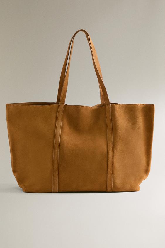 REVERSIBLE SPLIT SUEDE TOTE BAG - بني الخاص بـ Zara - صورة 0