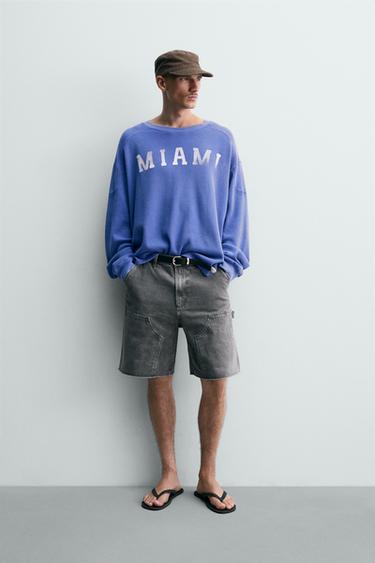 RELAXED FIT CARPENTER BERMUDA SHORTS - Dark grey by Zara