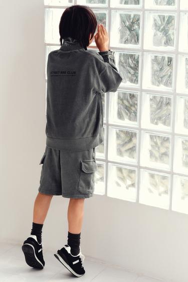 Zara 短袖運動衫和工作短褲套裝 - 煤灰色