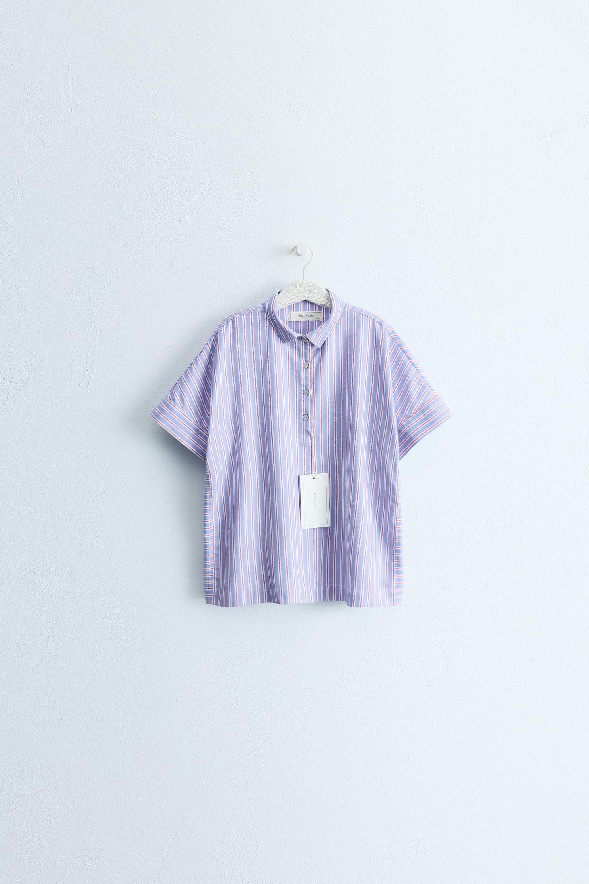 ZARA TIMELESS - STRIPED SHIRT DRESS — Blue