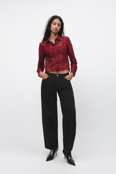 CAMISA ENCAJE - Burgundy de Zara