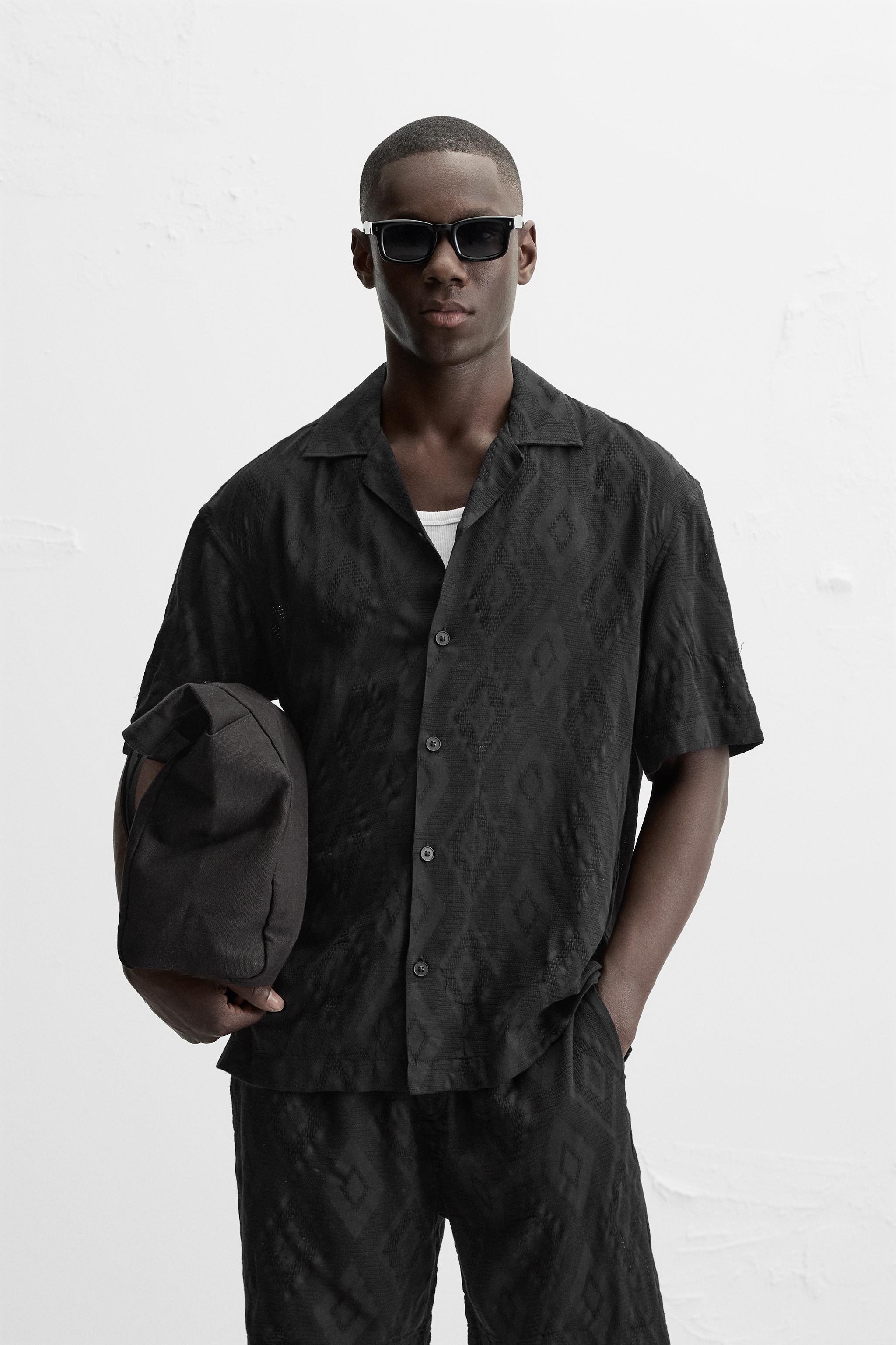 GEOMETRIC JACQUARD SHIRT - Black | ZARA Canada