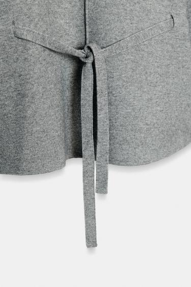 KNIT JUMPER WITH DRAWSTRING - Grey by Zara - Image 6