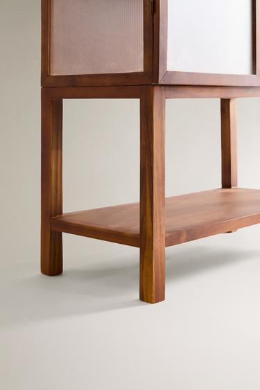 BUFFET BOIS D’ACACIA PORTES VERRE RECYCLABLE - Marron de Zara - Image 4