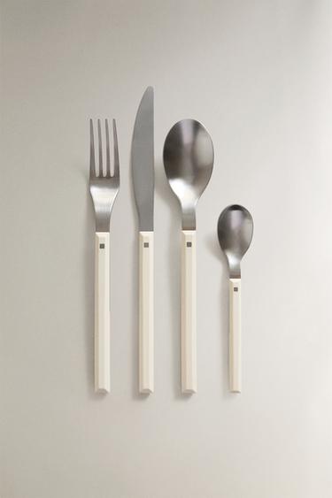 HEXAGONAL HANDLE CUTLERY SET (SET OF 4) - White by Zara