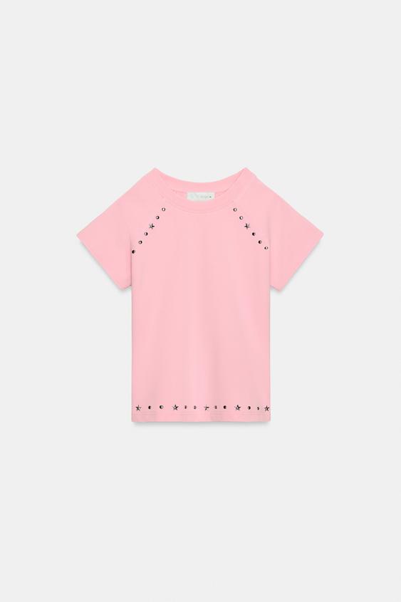 WASHED EFFECT STUDDED T-SHIRT
