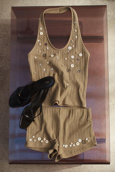 SHORTS RIB BOTONES - Oliva de Zara