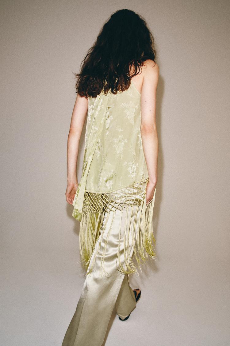Top de punto con flecos jacquard ZW Collection 3