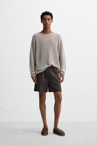 АЖУРНЫЙ ДЖЕМПЕР ИЗ КОНОПЛИ — КАМЕННО-СЕРЫЙ от Zara — изображение 0