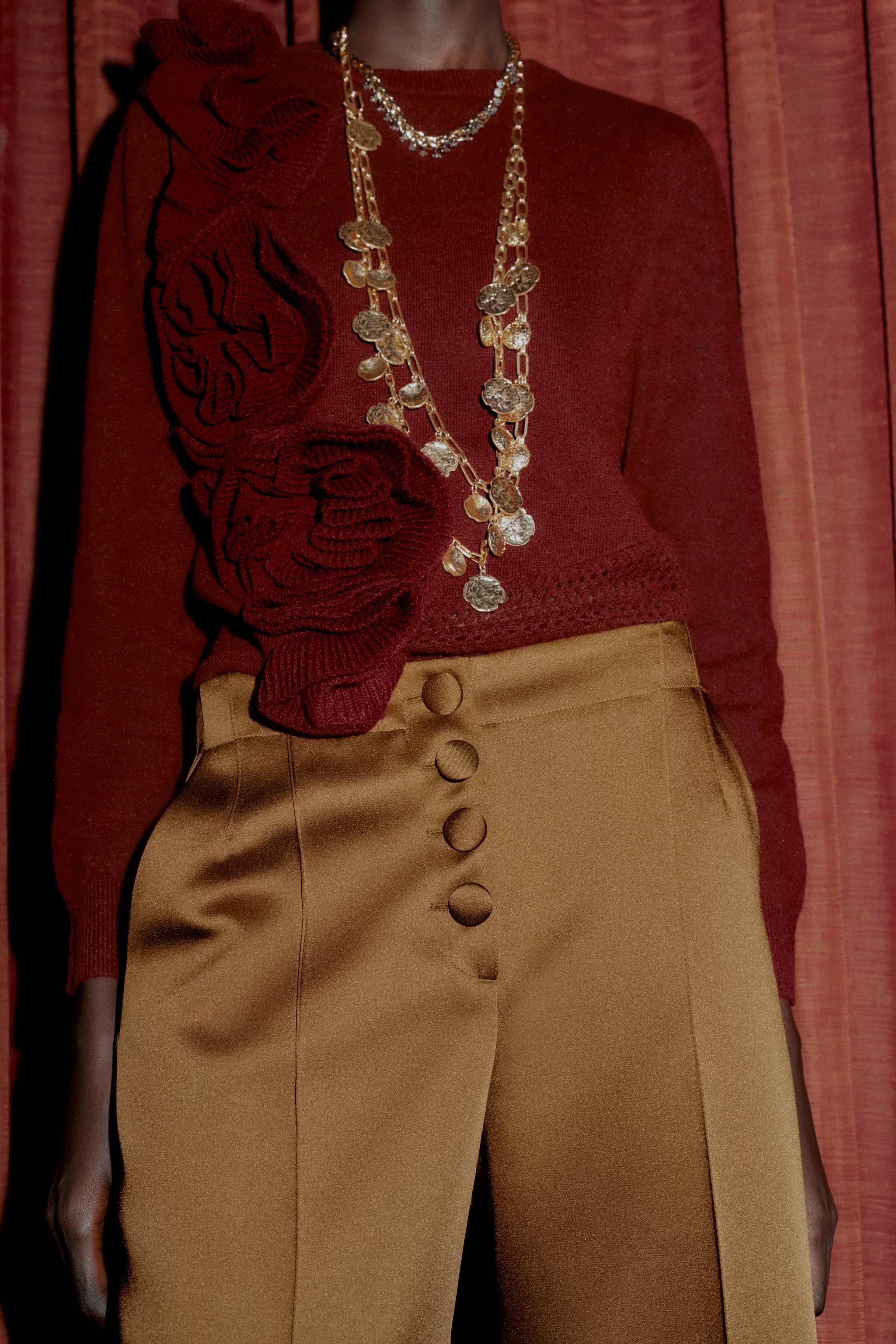 SATIN EFFECT WIDE LEG PANTS