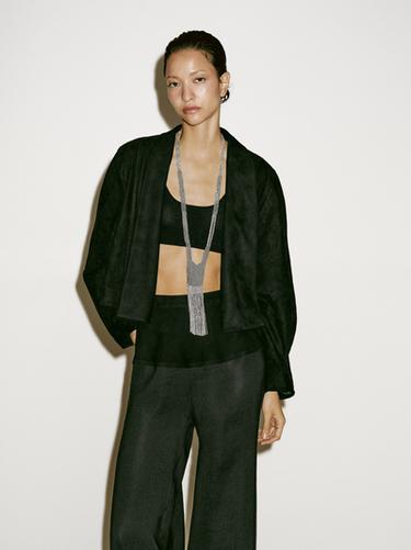 Zara Flowing trousers with leather corset belt detail - Limited Edition - Black
