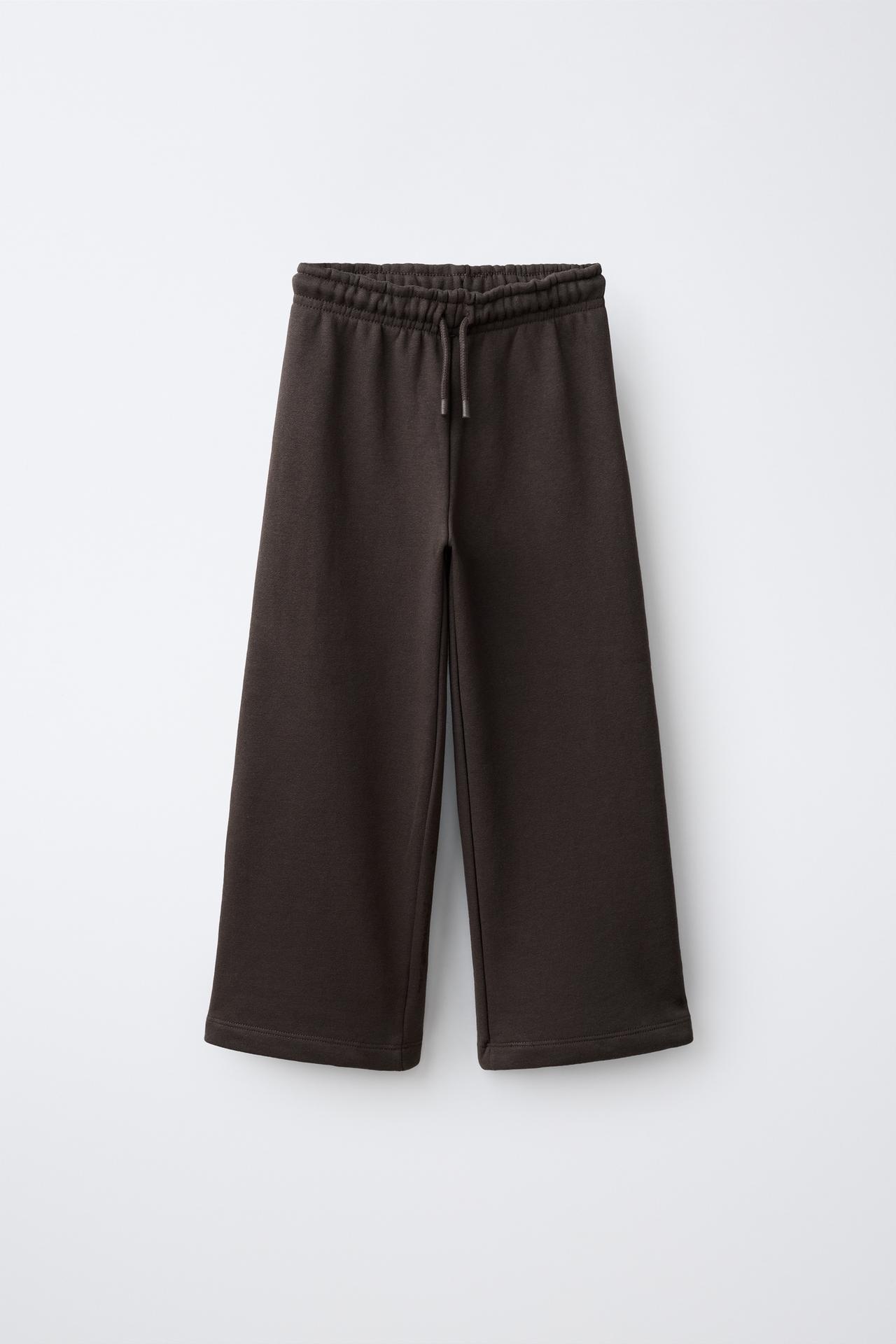 WIDE LEG JOGGING PANTS — Brown