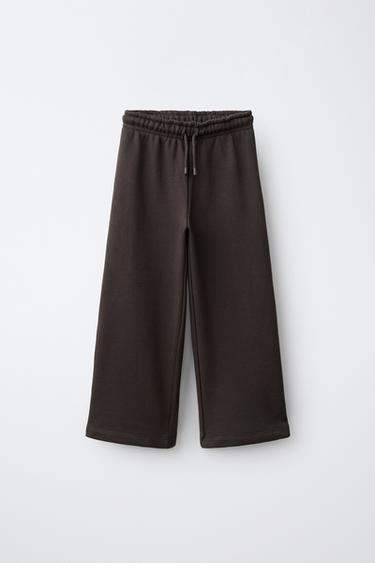 WIDE LEG JOGGING PANTS — Brown 1