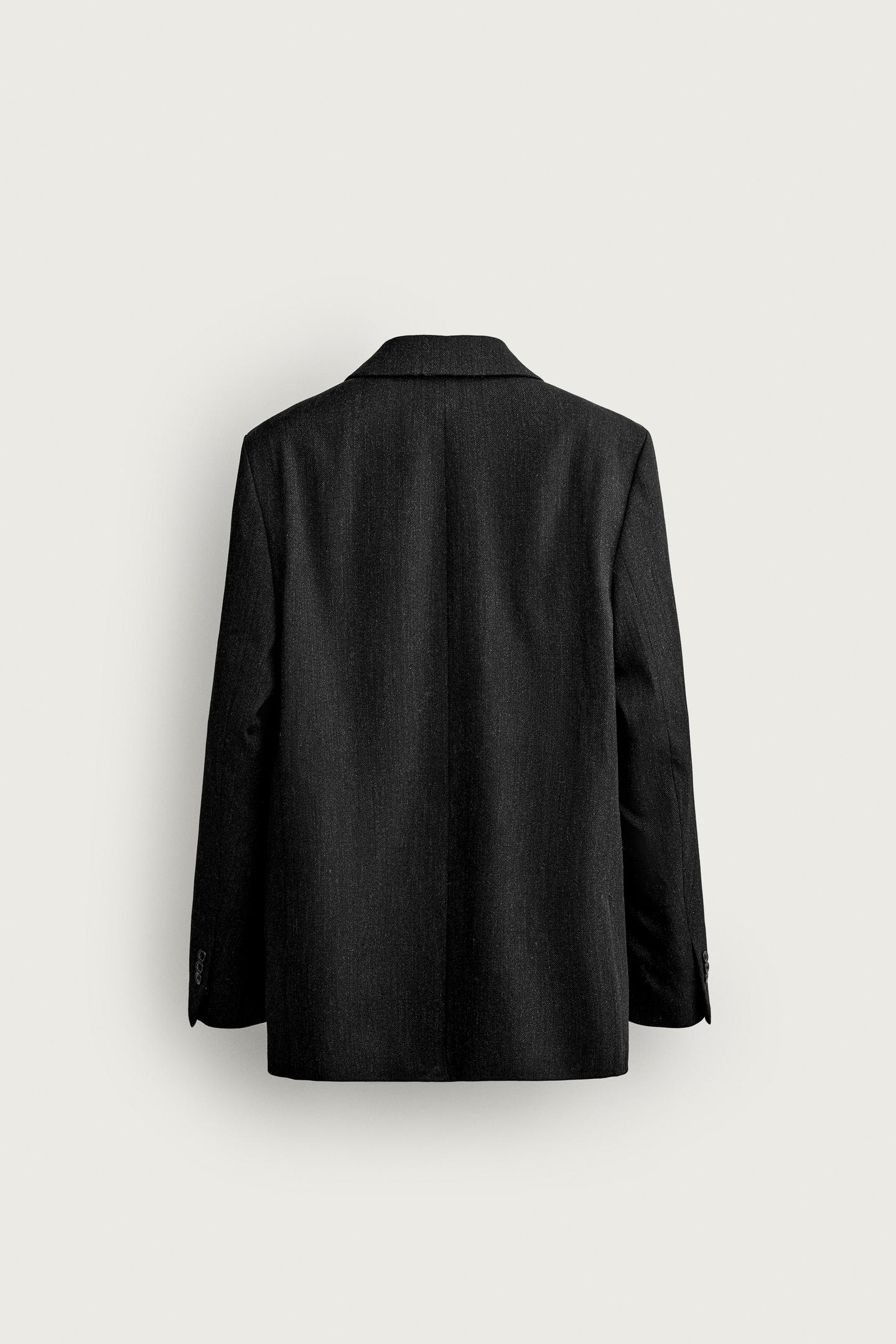 Мужской пиджак Zara 100% Wool Manteco® Double-Breasted Suit Blazer, цвет: Серый меланжевый — фото 9