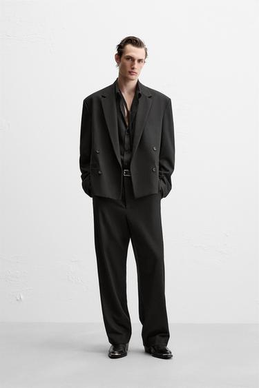 BLAZER CROPPED FIT CON VISCOSA - Negro de Zara - Imagen 0