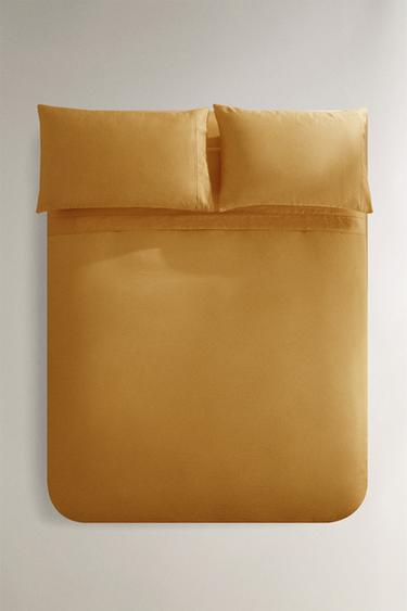 SATEEN DUVET COVER (300 THREAD COUNT) - Mustard by Zara