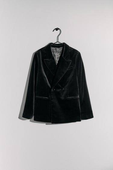 VELVET SUIT BLAZER - Črna od Zare