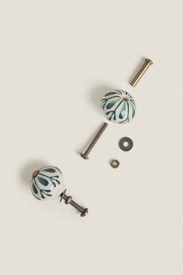 LOT BOUTONS DE PORTE CÉRAMIQUE FLEUR (LOT DE 2) - Vert de Zara - Image 3