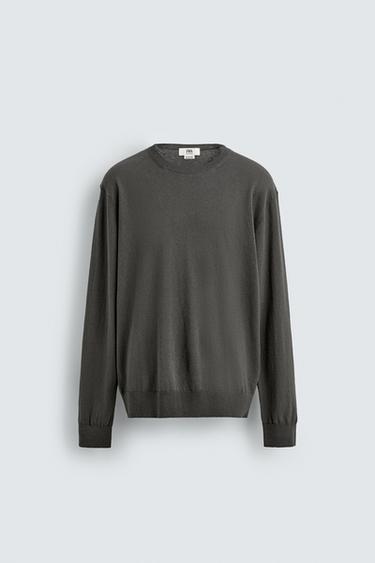 REGULAR FIT COTTON-LINEN JUMPER - Grey by Zara