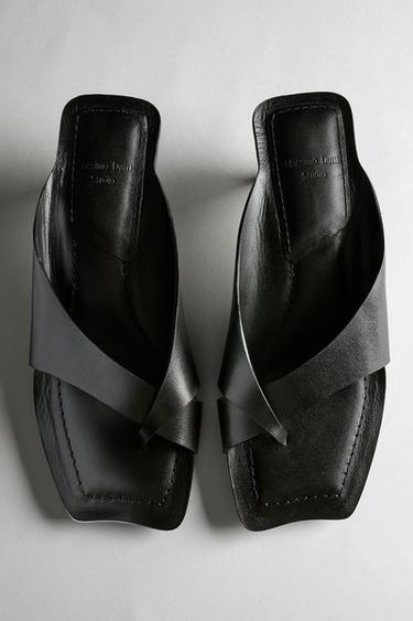 Zara Leather heeled sandals - STUDIO - Black - Image 0