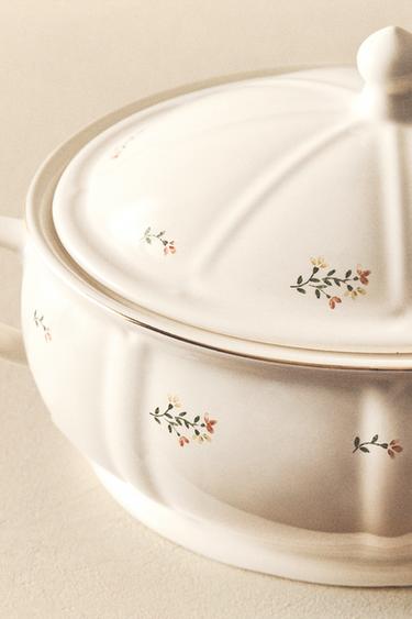 FLORAL PORCELAIN TUREEN - Cream by Zara - Image 6