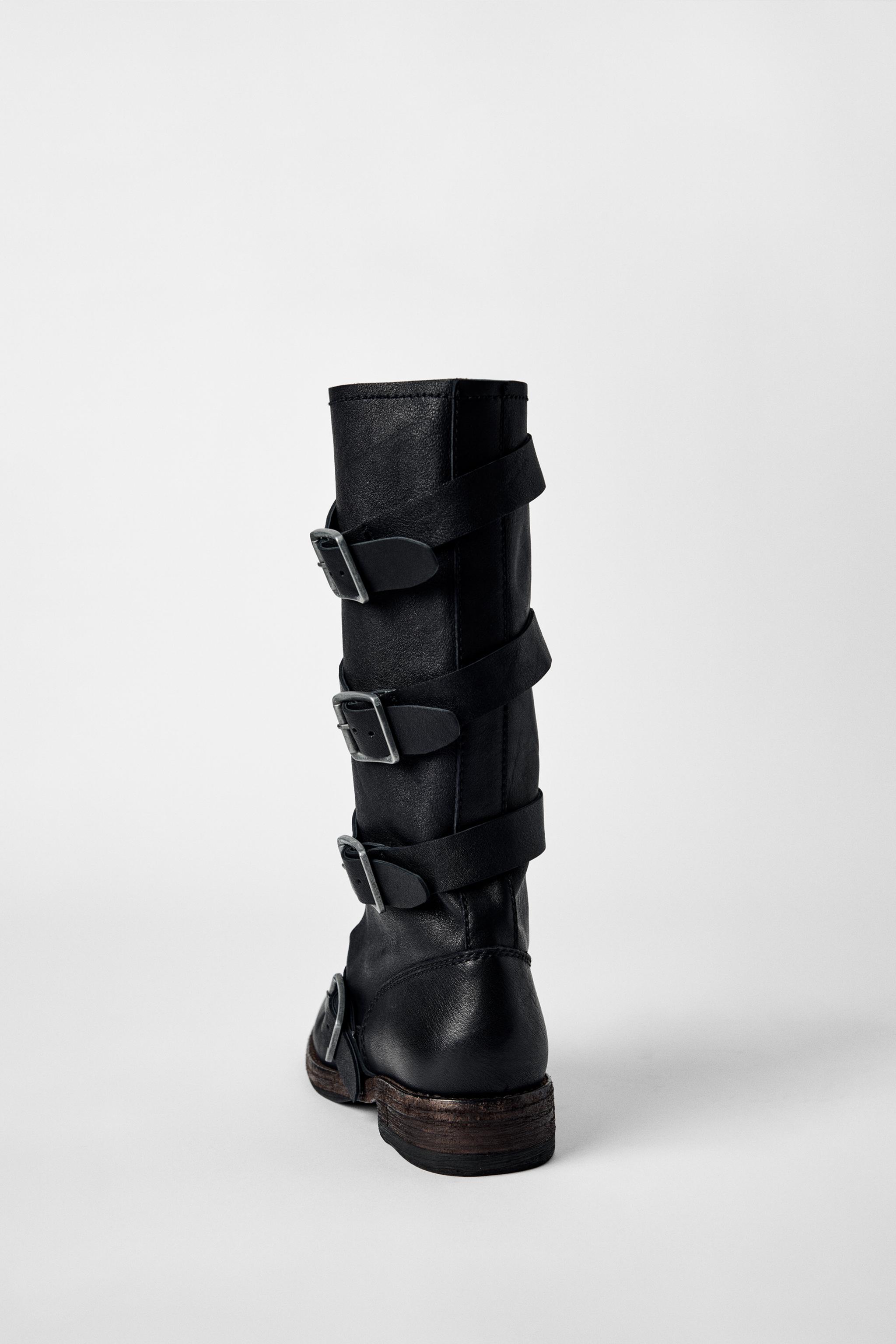 LEATHER BUCKLE ANKLE BOOTS KATE MOSS X ZARA - Black | ZARA