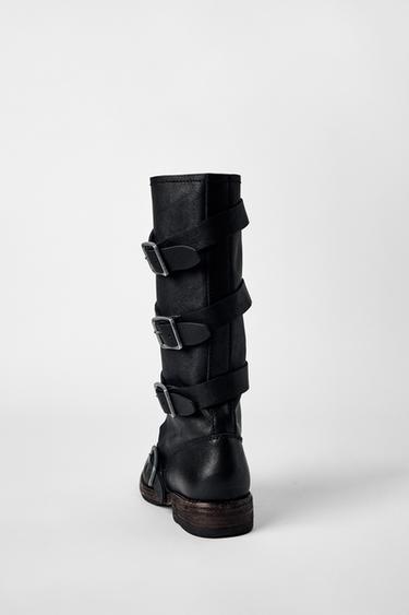 LEATHER ANKLE BOOTS WITH BUCKLES KATE MOSS X ZARA - Black by Zara - Image 3