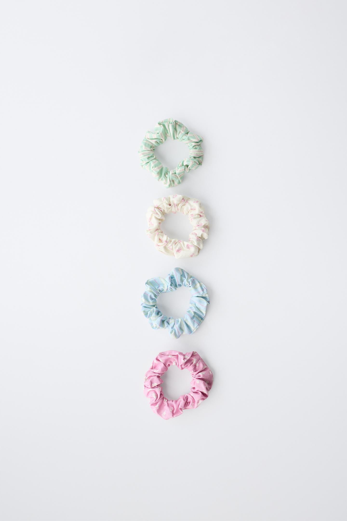 Детские аксессуары для волос Zara Four-Pack OF Striped and Floral Scrunchies, цвет: Разноцветный
