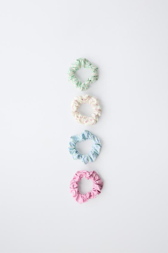 4-PACK OF STRIPED AND FLORAL SCRUNCHIES - Multicoloured by Zara - Image 0