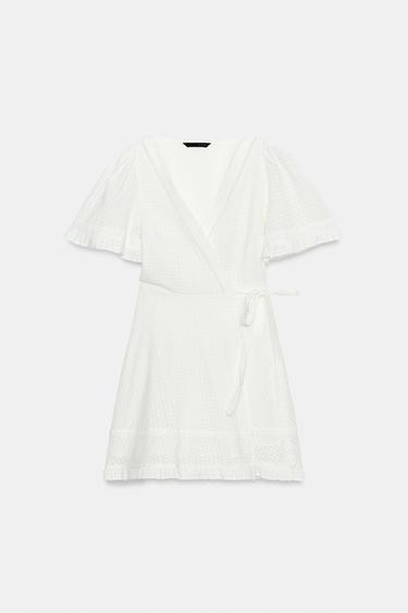 STRUCTURED WRAP MINI DRESS - Oyster-white by Zara - Image 4