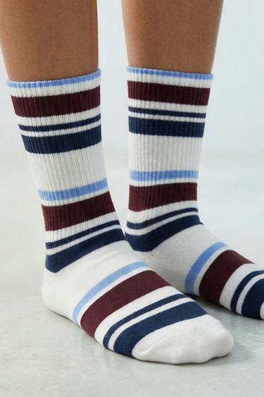 2-PACK OF LONG STRIPED SOCKS - Blue/White by Zara