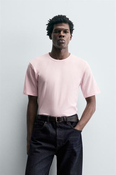 Zara BASIC SLIM FIT T-SHIRT - Pink