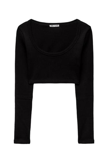 LONG SLEEVE RIBBED CROP TOP