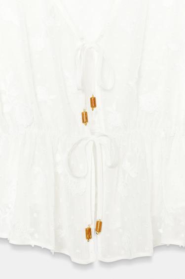 BLOUSE BRODÉE EN PLUMETIS - Blanc de Zara - Image 8