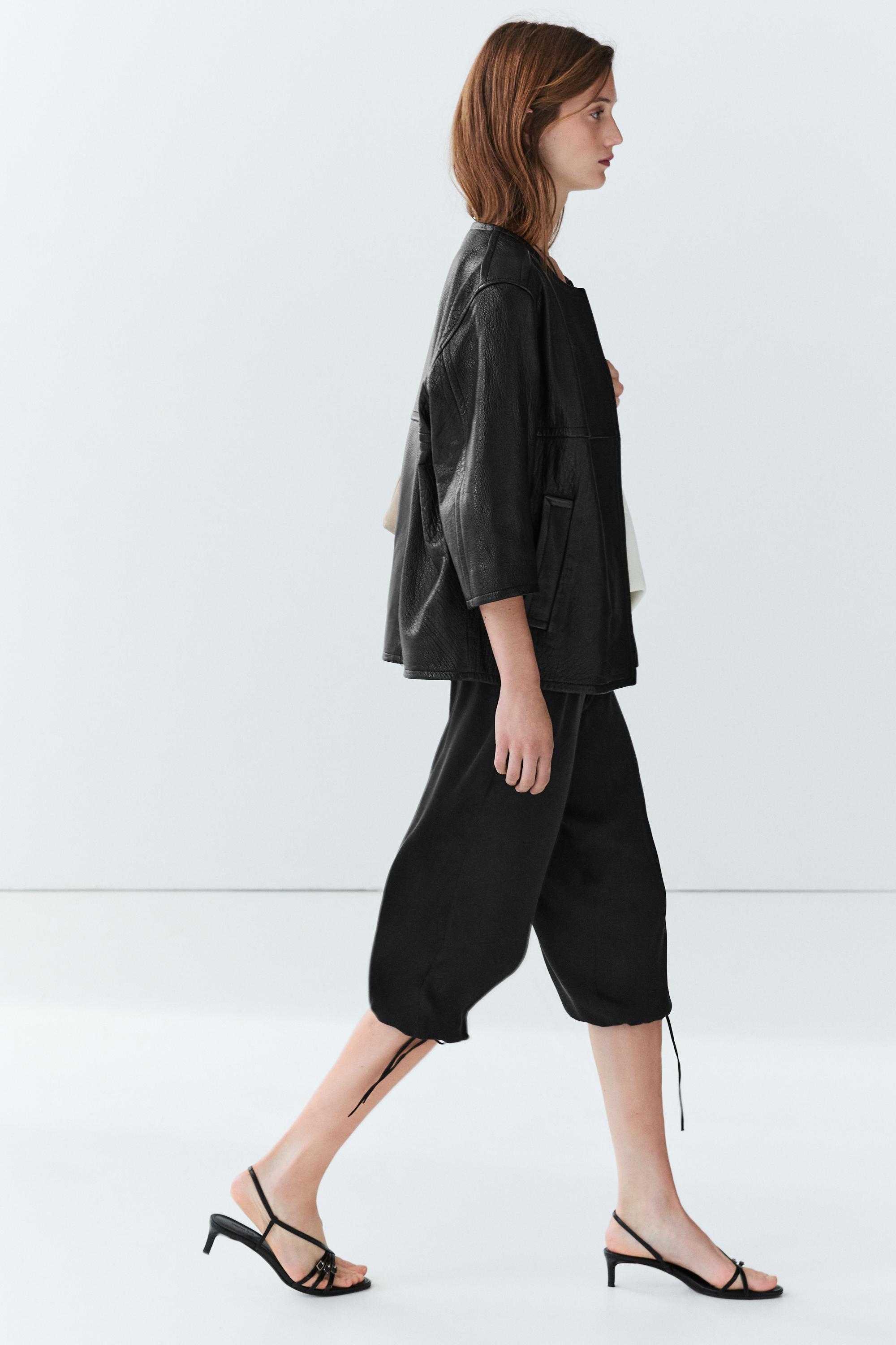 Veste courte en cuir nappa