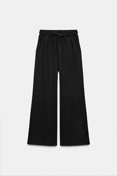 PANTALÓN ANCHO FELPA - Negro de Zara