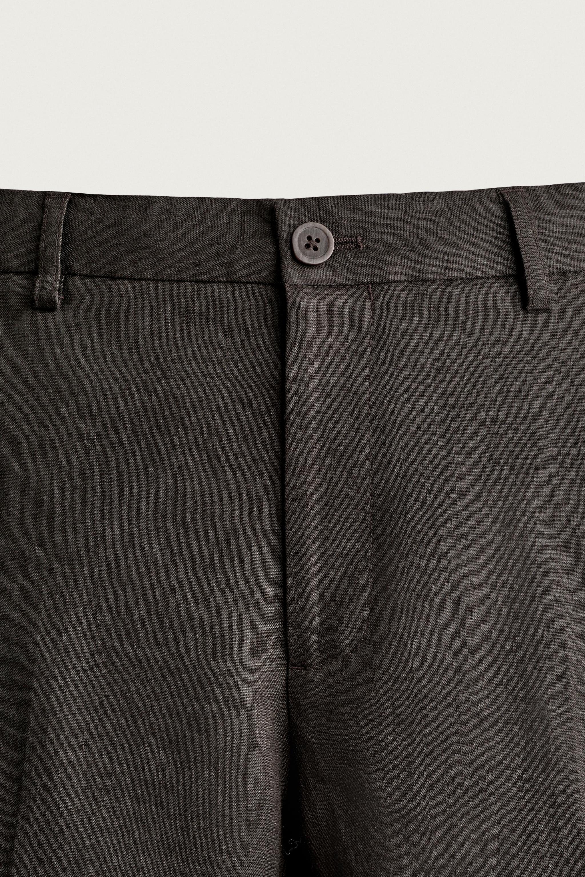 Zara %100 KETEN REGULAR FIT PANTOLON görsel 8